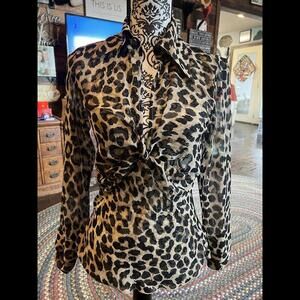 Bandolino Size 4 Sheer Animal Print Blouse NWOT‎ Cheetah Leopard